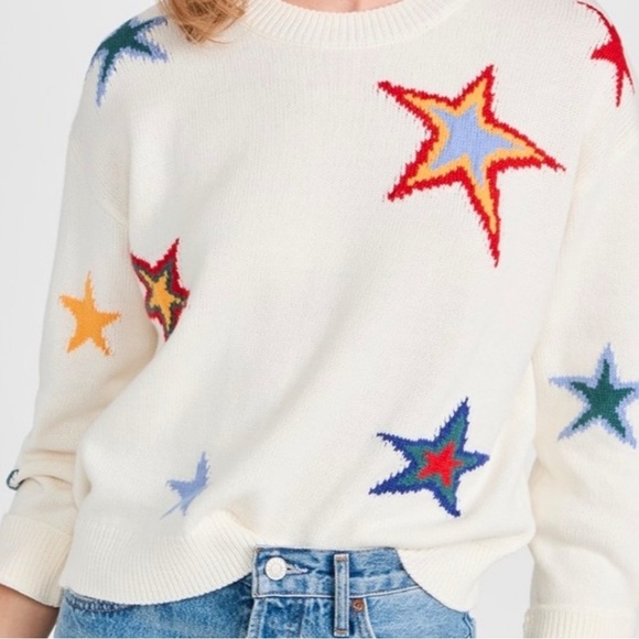 Rails Perci Multicolor Multi Star Sweater Small Crewneck Knit Cashmere cotton - Picture 3 of 11